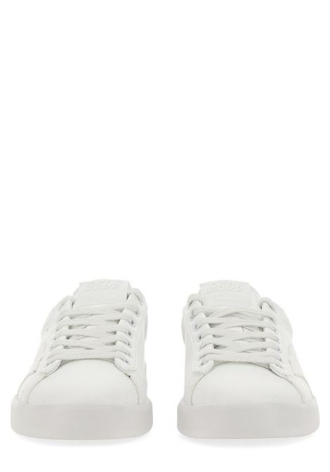 white and dark green GGDB logo-print laced calf leather sneakers  GOLDEN GOOSE | GWF00197-F00475310502